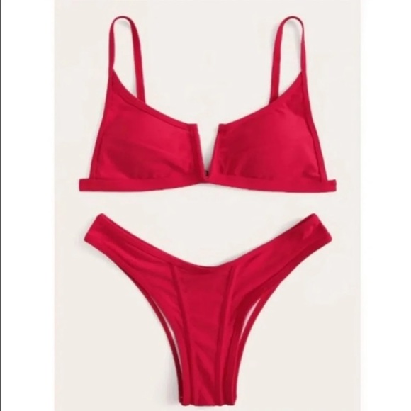 Xhilaration Other - NWOT Red bikini set v wire top cheeky bottom sz xs